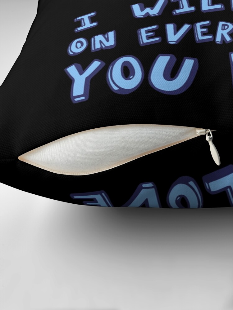Thumbnail 2 of 4, Pillow, I will shit on everything you love - blue budgie designed and sold by FandomizedRose.