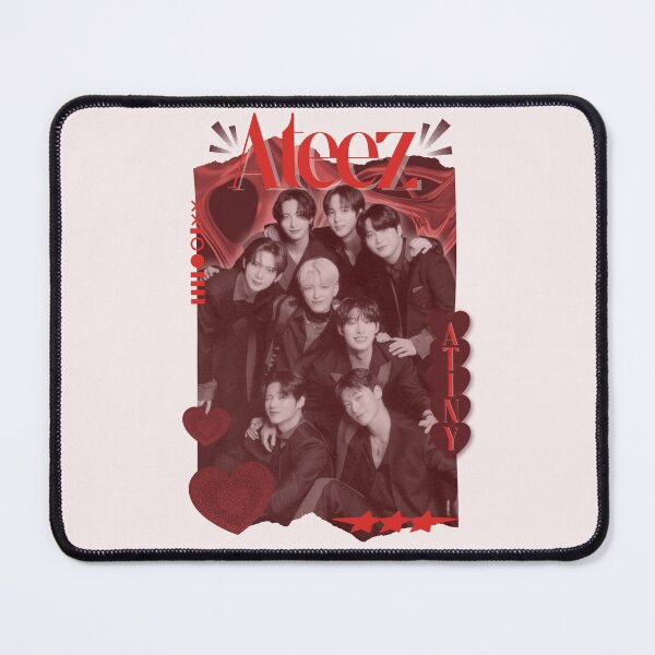 Item preview, Ateez Kpop Boy group Red Y2K Scrapbook Collage Cozy Vintage Design designed and sold by HELL0WBELLO.