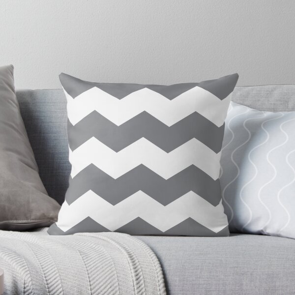Gray and White Chevron Print Throw Pillow