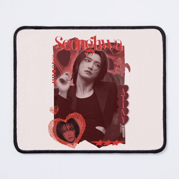Item preview, Ateez Seonghwa Kpop Boy group Red Y2K Scrapbook Collage Cozy Vintage Design designed and sold by HELL0WBELLO.