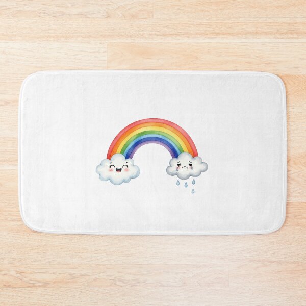 Item preview, Emotional Rainbow with Happy and Sad Clouds Watercolor Art designed and sold by Frazzlehaus.