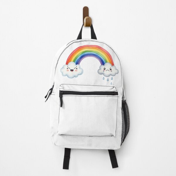 Item preview, Emotional Rainbow with Happy and Sad Clouds Watercolor Art designed and sold by Frazzlehaus.