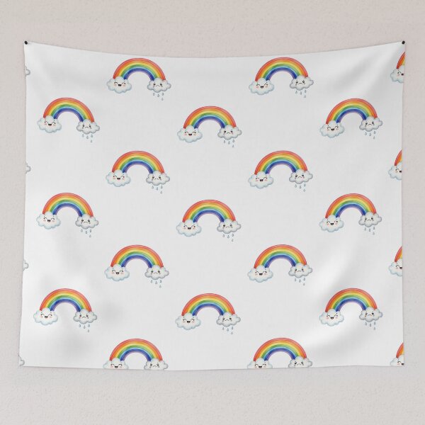 Item preview, Emotional Rainbow with Happy and Sad Clouds Watercolor Art designed and sold by Frazzlehaus.