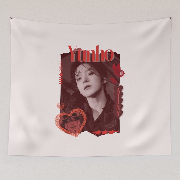 Item preview, Ateez Yunho Kpop Boy group Red Y2K Scrapbook Collage Cozy Vintage Design designed and sold by HELL0WBELLO.