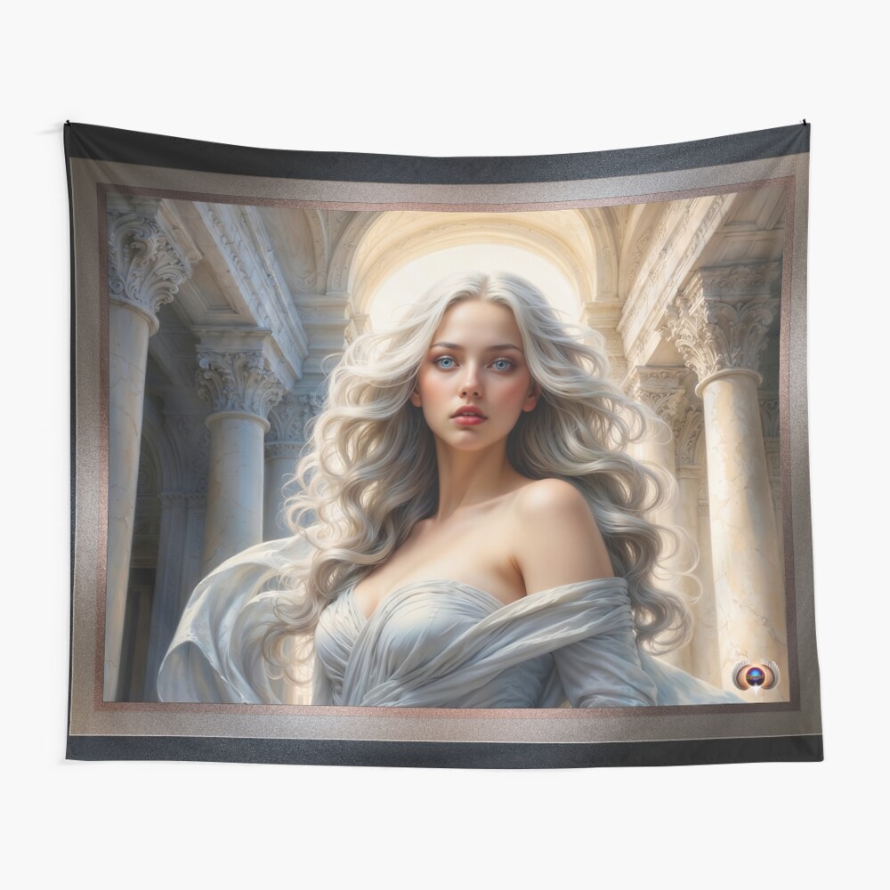 She Descends From The Heavens Stunning AI Concept Art by Xzendor7 Decorative Art Print Tapestry