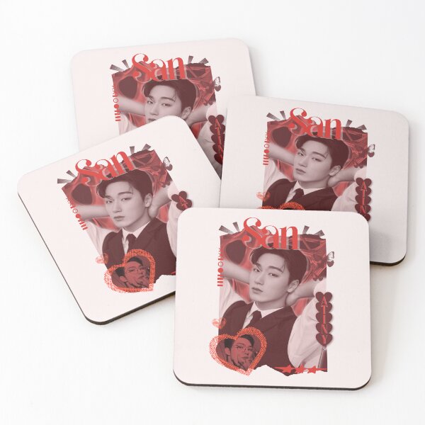 Item preview, Ateez San Kpop Boy group Red Y2K Scrapbook Collage Cozy Vintage Design designed and sold by HELL0WBELLO.