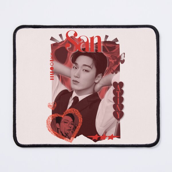 Item preview, Ateez San Kpop Boy group Red Y2K Scrapbook Collage Cozy Vintage Design designed and sold by HELL0WBELLO.