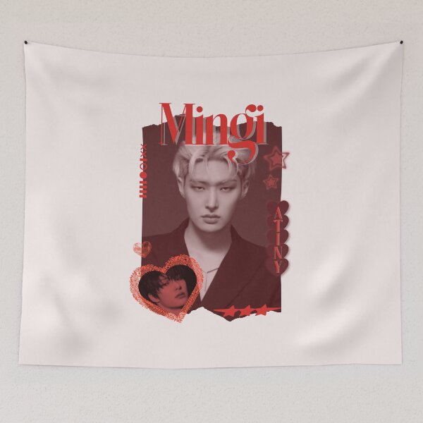 Item preview, Ateez Mingi Kpop Boy group Red Y2K Scrapbook Collage Cozy Vintage Design designed and sold by HELL0WBELLO.