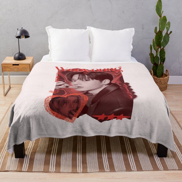 Item preview, Ateez Wooyoung Kpop Boy group Red Y2K Scrapbook Collage Cozy Vintage Design designed and sold by HELL0WBELLO.