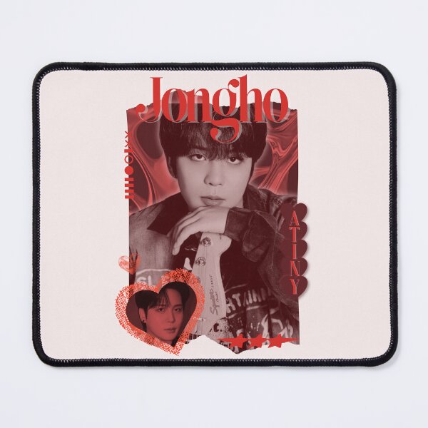 Item preview, Ateez Jongho Kpop Boy group Red Y2K Scrapbook Collage Cozy Vintage Design designed and sold by HELL0WBELLO.