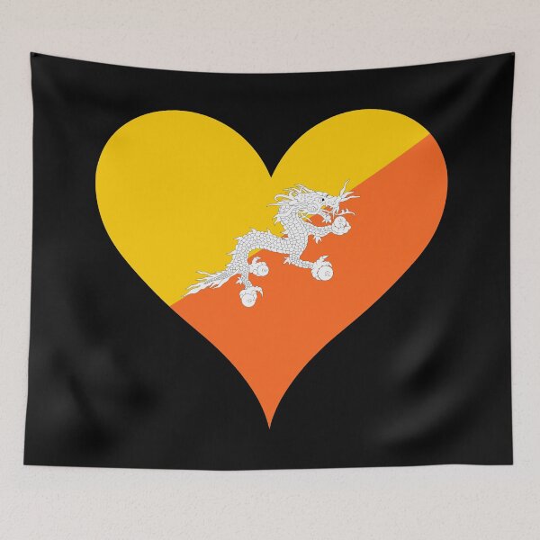 Item preview, Bhutan Heart Flag - Thunder Dragon Kingdom Pride designed and sold by NTGUILTY.