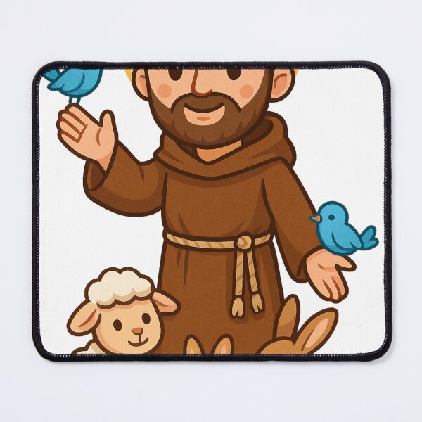 Item preview, Saint Francis of Assisi with animals - Kawaii illustration designed and sold by arteopolis.