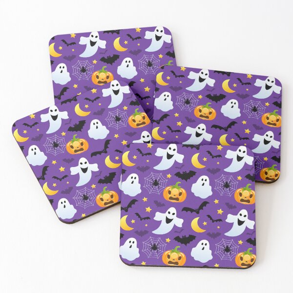 Item preview, Spooky Halloween pumpkin seamless design purple ghosts  designed and sold by Vibes To VIsual.