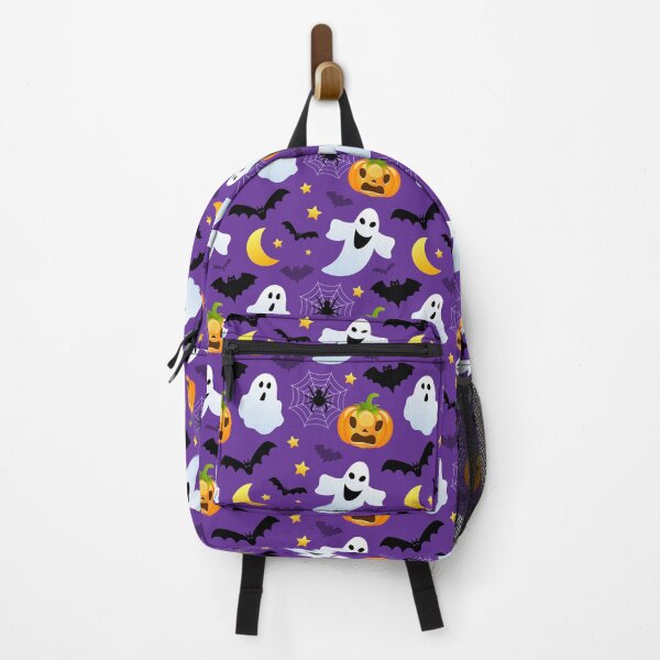 Item preview, Spooky Halloween pumpkin seamless design purple ghosts designed and sold by Vibes To VIsual.