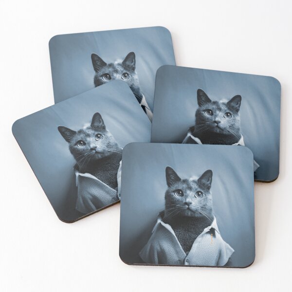 Item preview, Pensive Russian Blue Cat in Minimalist Night Panorama designed and sold by mrpropcake.