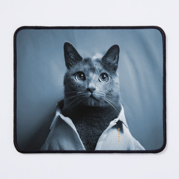Item preview, Pensive Russian Blue Cat in Minimalist Night Panorama designed and sold by mrpropcake.