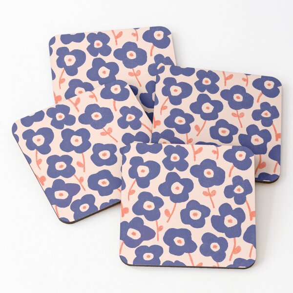 Item preview, Little blues, hand drawn flower pattern designed and sold by SaryandSaff.