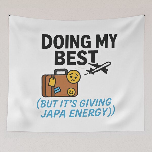 Item preview, Japa Energy – Nigerian Humor Sticker for Burnt-Out Hustlers designed and sold by astersgraphics.