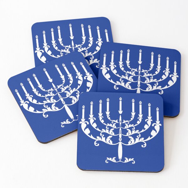 Item preview, Elegant Menorah - Classic Hanukkah - White on Blue designed and sold by marieofroumania.