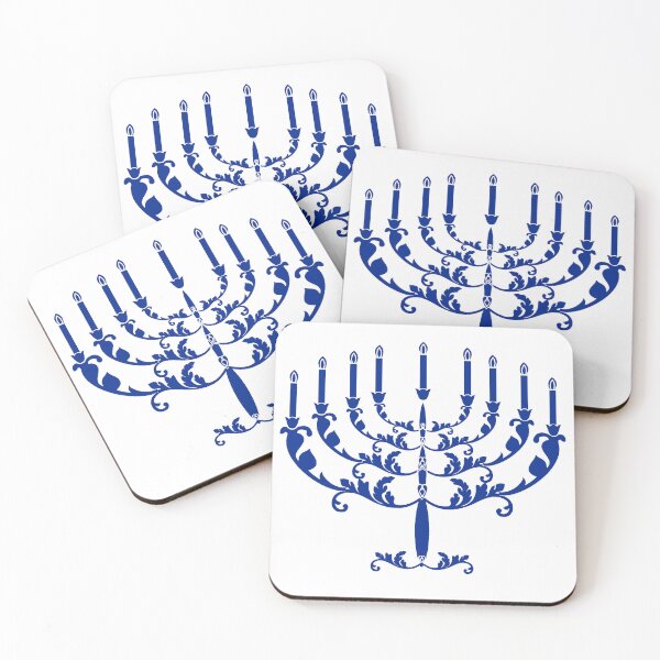 Item preview, Elegant Menorah - Classic Hanukkah - Blue on White designed and sold by marieofroumania.