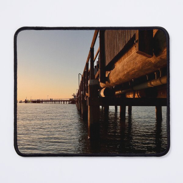 Item preview, Kingfisher Bay resort jetty smoky sunset designed and sold by Mark Grimsley.