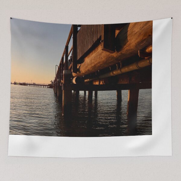 Item preview, Kingfisher Bay resort jetty smoky sunset designed and sold by Mark Grimsley.