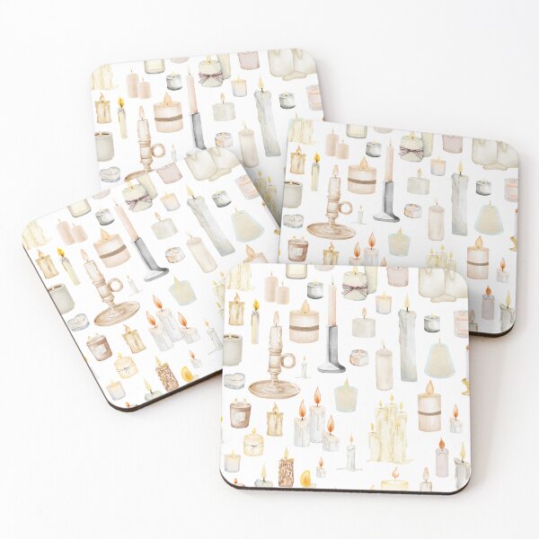 Item preview, Cozy Watercolor Candle Pattern – Warm Light Aesthetic Design designed and sold by Softglow-Studio.