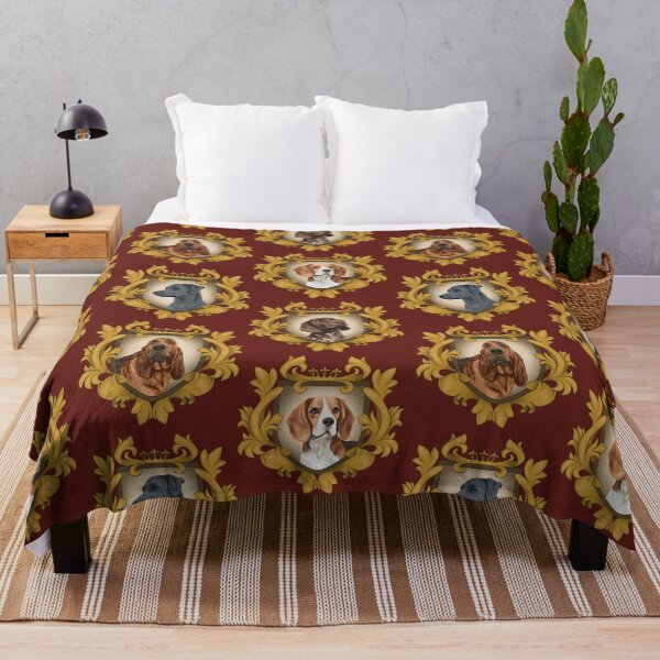Item preview, Hunting Dogs on Burgundy Background designed and sold by Unhinged Heather.