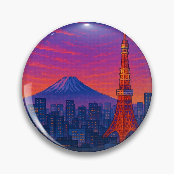 Item preview, Tokyo Pixel Art – Retro Paint Window Cityscape designed and sold by PocionGamer.