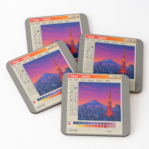 Item preview, Tokyo Pixel Art – Retro Paint Window Cityscape designed and sold by PocionGamer.