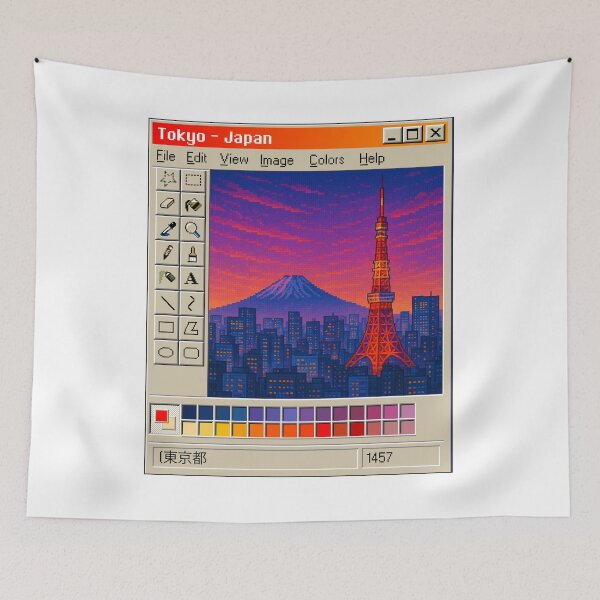 Item preview, Tokyo Pixel Art – Retro Paint Window Cityscape designed and sold by PocionGamer.