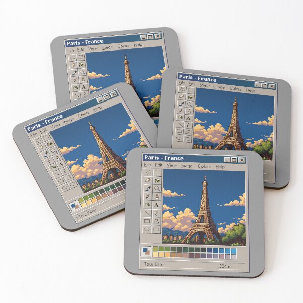 Item preview, Paris Pixel Art – Eiffel Tower Retro Paint Window designed and sold by PocionGamer.