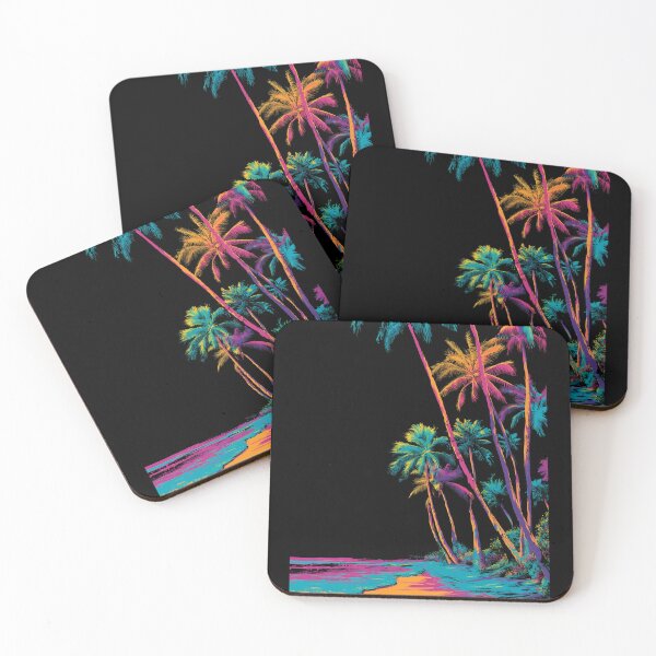Item preview, Neon Palm Trees on Black — Tropical Night Poster designed and sold by ArgentoArt.