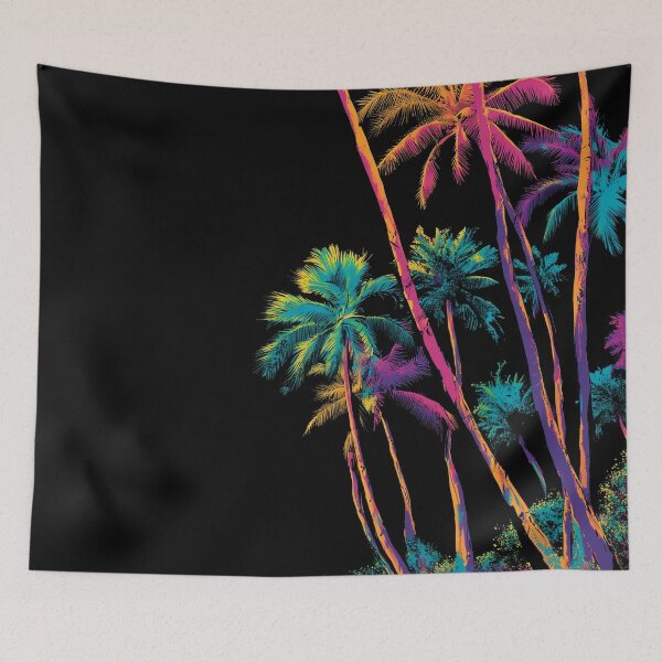 Item preview, Neon Palm Trees on Black — Tropical Night Poster designed and sold by ArgentoArt.