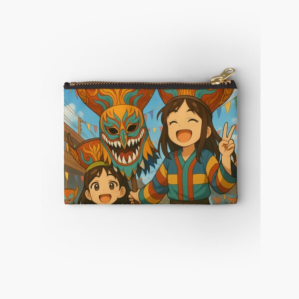 Item preview, Sisters at Phi Ta Khon Festival – Colorful Thai Ghost Mask Parade, Anime Style designed and sold by konthai.familyart.