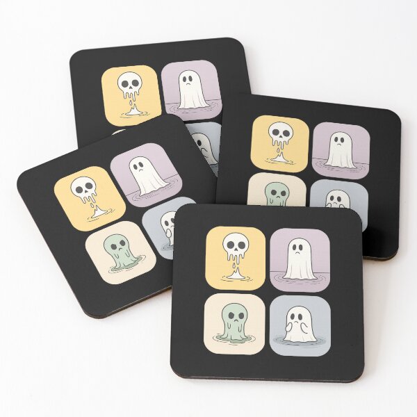 Item preview, Cute Ghost and Skull Quartet – Minimalist Spooky Pastel Art designed and sold by haitrieuic96.