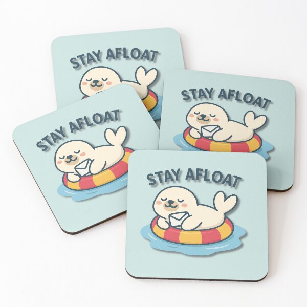 Item preview, Stay Afloat Seal Cartoon – Cute Lazy Seal on Pool Float Illustration designed and sold by konthai.familyart.