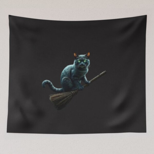 Item preview, Black cat riding a broom  designed and sold by MeerkatWanderer.