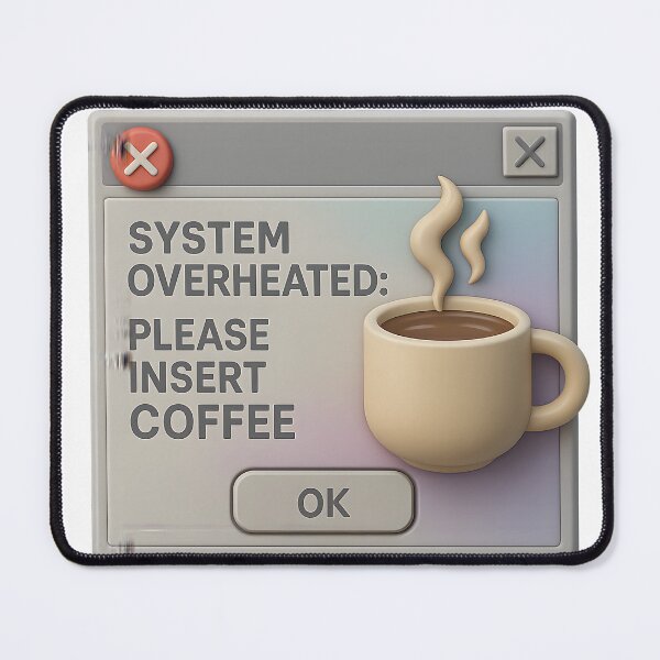 Item preview, System Overheated: Please Insert Coffee – Retro 3D Pixel Art Design designed and sold by Divakar Fashion.