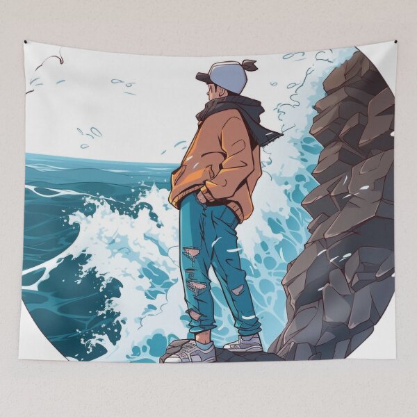 Item preview, Coastal Explorer Looking Out Over the Ocean Waves designed and sold by PaintbrushPlace.