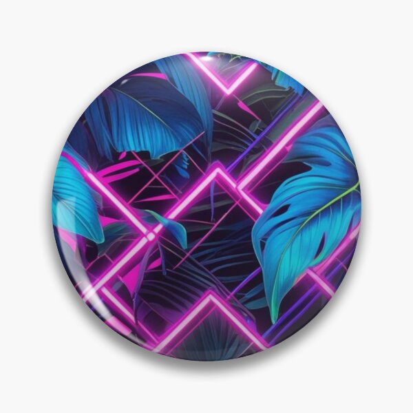 Artikelvorschau, Neon Jungle Grid – Tropical Tech Fusion Muster entworfen und verkauft von Vibrant Threads.