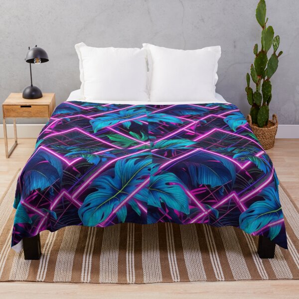 Item preview, Neon Jungle Grid – Tropical Tech Fusion Pattern designed and sold by Vibrant Threads.