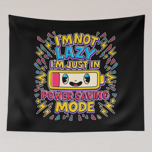 Item preview, Power Saving Mode Funny Quote : Exhausted Battery Cute Cartoon designed and sold by ImaginarStore.