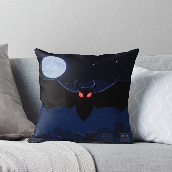Item preview, Pixel Mothman Flying Over Rooftops – Retro Arcade Night Scene with Glowing Red Eyes & Moonlit Sky designed and sold by Emmachenn / WineDronk Shop.