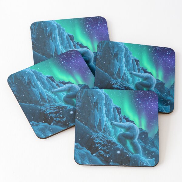 Item preview, Epic Yeti Climbing Himalayan Cliff with Aurora – Fantasy Ice Dragon Elements & Glowing Snow in High Detail designed and sold by Emmachenn / WineDronk Shop.