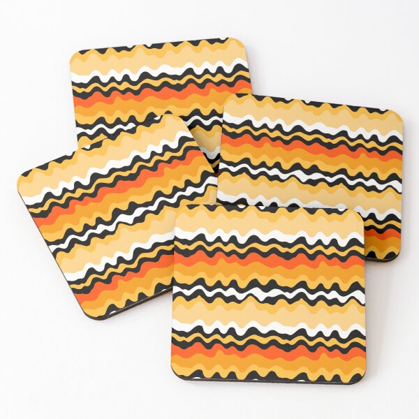 Item preview, Yellow Orange Black horizontal wave stripes retro style designed and sold by fuzzyfox.