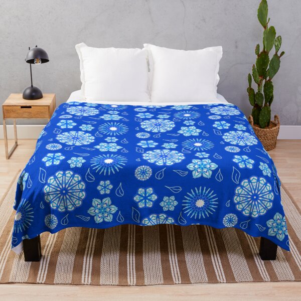 Item preview, Blue Flower mandara design for  Throw Blankets & Tapestries , Pillow set designed and sold by cutedigistickery.
