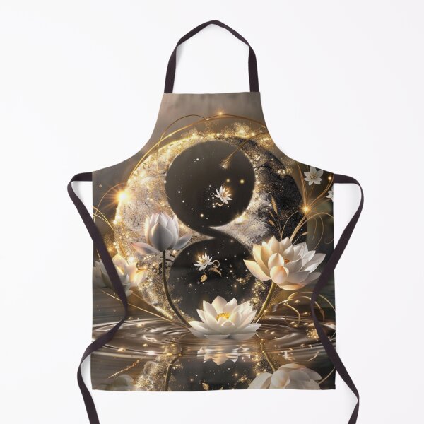 Item preview, Golden Yin Yang Lotus – Feng Shui Wealth & Prosperity Wall Art designed and sold by MooDigitalArt.