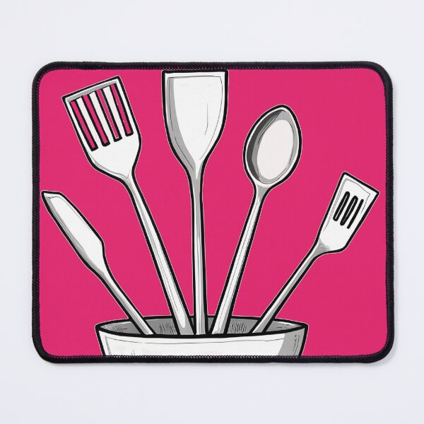 Item preview, Modern black and white kitchen utensil art designed and sold by FaceArt treasures.