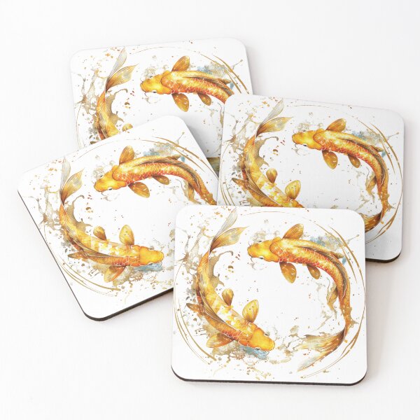 Item preview, Golden Koi Fish Circle – Feng Shui Wealth & Abundance Wall Art designed and sold by MooDigitalArt.